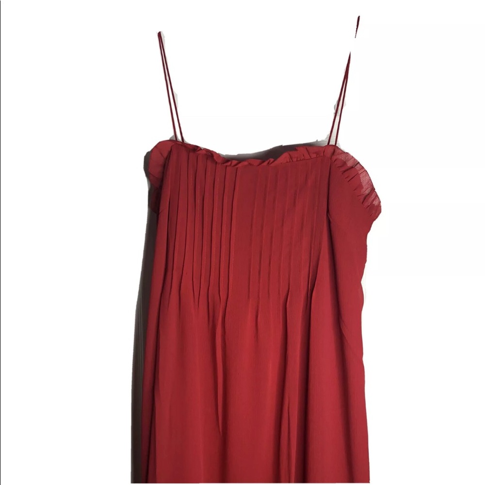 Madewell Pintucked Midi Dress Red Chiffon 12 - Picture 4 of 7